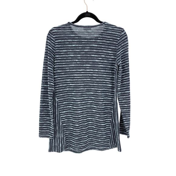 J. Jill Tunic Top Womens XS Blue Two Tone Marled Striped Long Sleeve Knit - Picture 5 of 5